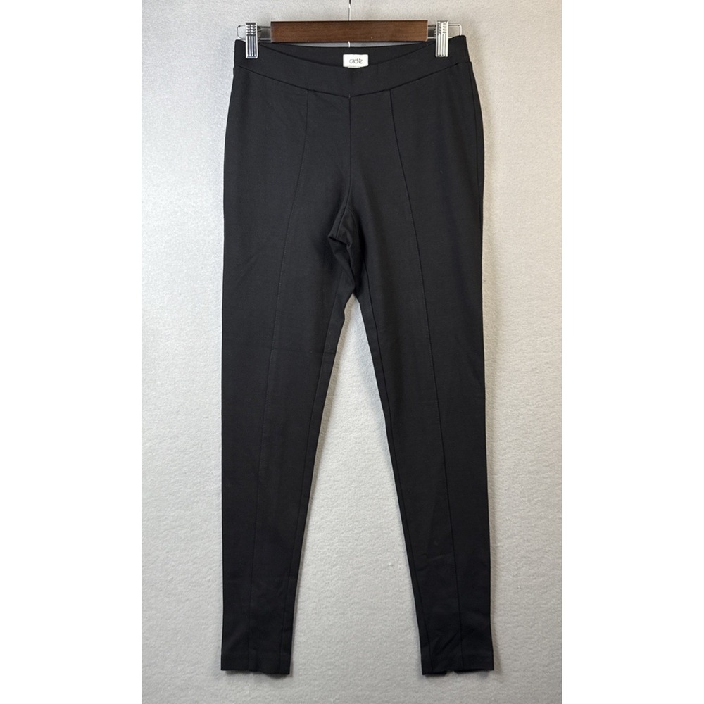 Cache Black Ponte Knit Seamed Leggings with Back Ankle Chain Office Siren Size S